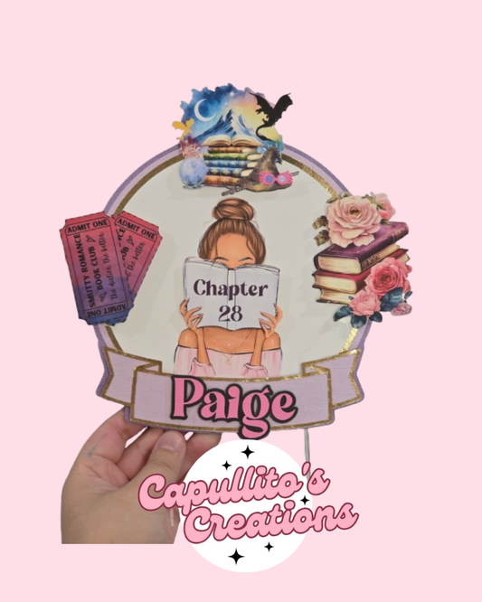 Book Lover Birthday Cake Topper – Personalized